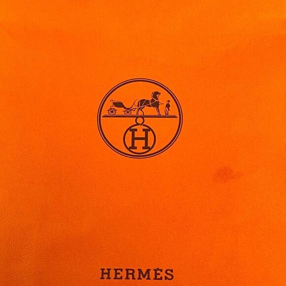 Authentic Hermes Orange Paper Gift Bag Purse Storage With Handles 8.25 X 11.25 - Picture 2 of 6